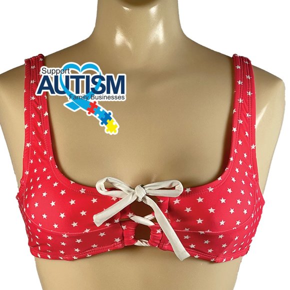 Sugar Coast Other - 2/$10 💥 NEW (S) Sugar Coast Pink White Star Pattern Swimsuit Bikini Top (524)